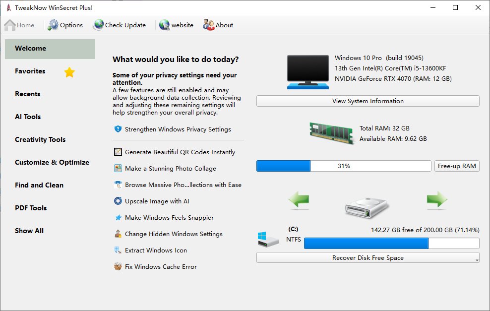 TweakNow WinSecret Plus!(系统优化软件) v10.0.2 便携版